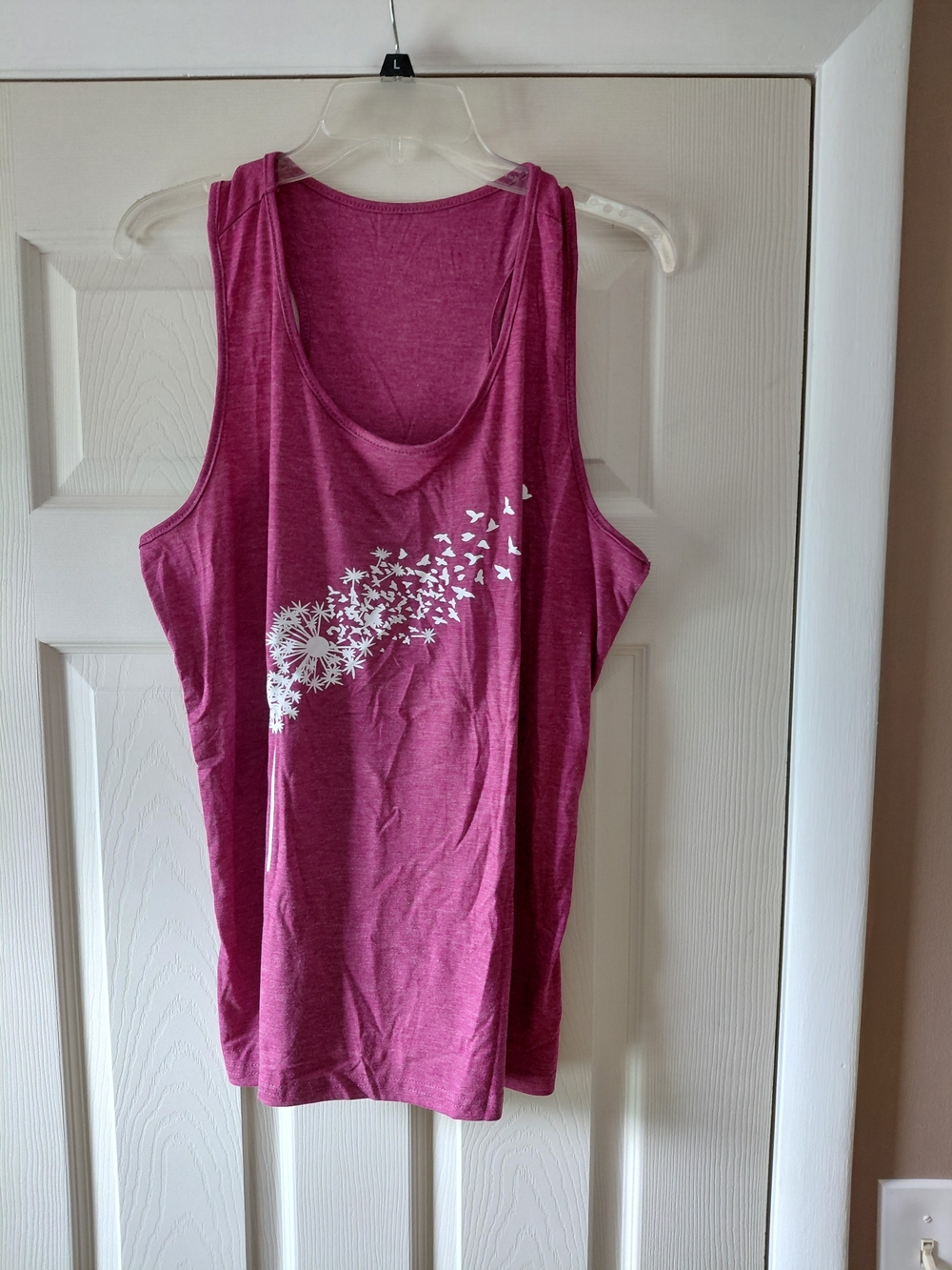Women's Magenta Tank Top with Dandelion & Birds Print